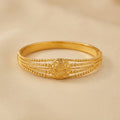 Gold-Plated Floral Medallion Bangle