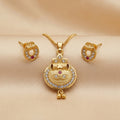 Gold-Plated Crystal & Red Accent Pendant Set