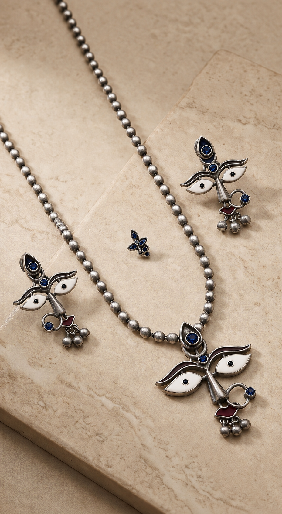 Uma | Silver Replica Durga-Inspired Necklace Set