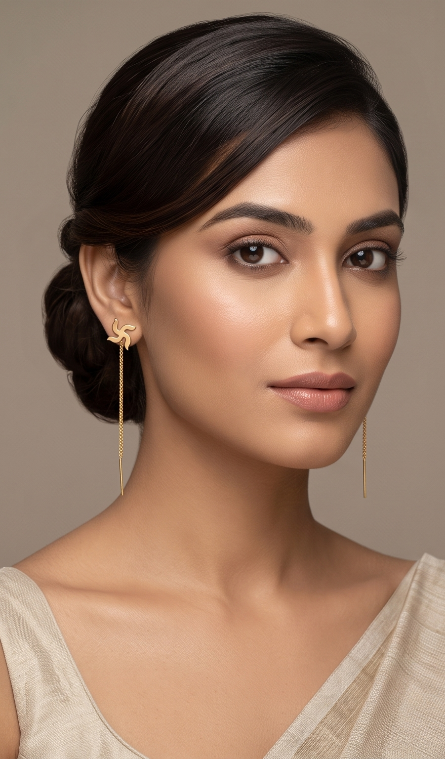 Ghurni Threader Earrings | CT Gold Handcrafted Pinwheel Chain Threader Earrings