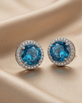 Ocean Mist London Blue Halo Stud Earrings