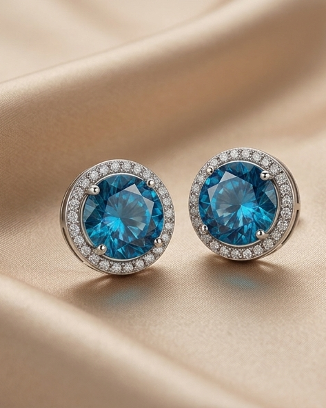 Ocean Mist London Blue Halo Stud Earrings