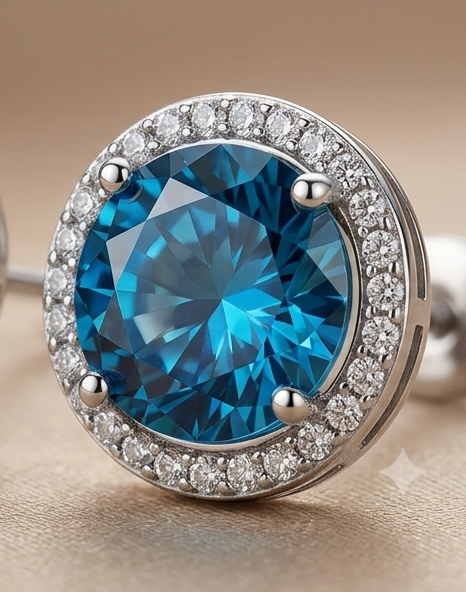 Ocean Mist London Blue Halo Stud Earrings