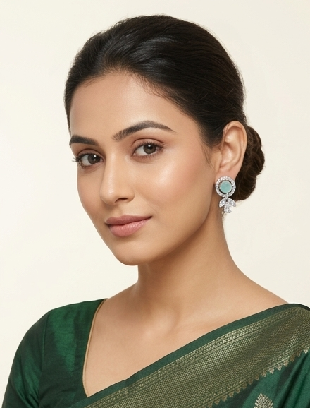 Mint Bloom Marquise Cluster American Diamond Stud Earrings