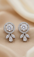 Celestial Dewdrop Solitaire & Marquise Cluster American Diamond Studs
