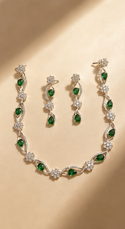 Emerald Vine | American Diamond Set