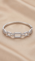 The Link & Lock Pavé Bangle – Anti-Tarnish Silver Chain Link Bracelet
