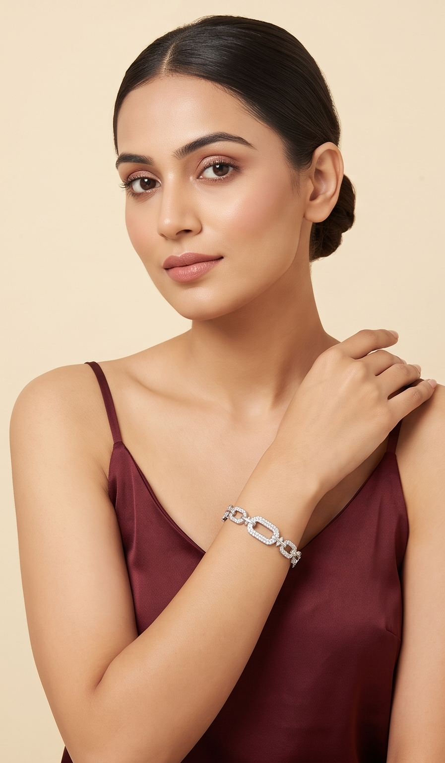 The Link & Lock Pavé Bangle – Anti-Tarnish Silver Chain Link Bracelet