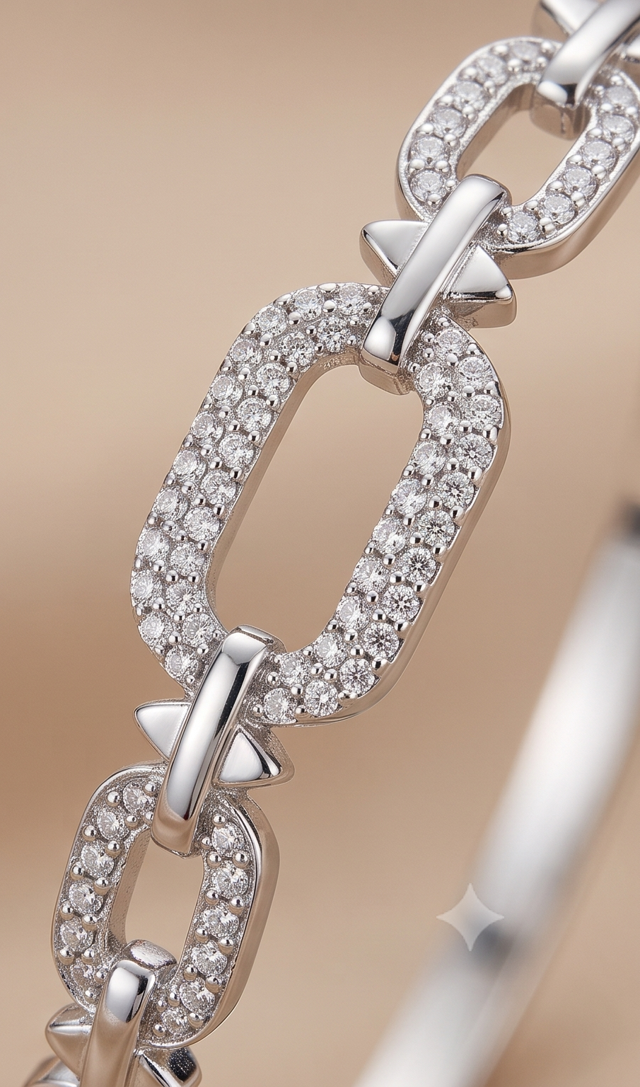 The Link & Lock Pavé Bangle – Anti-Tarnish Silver Chain Link Bracelet