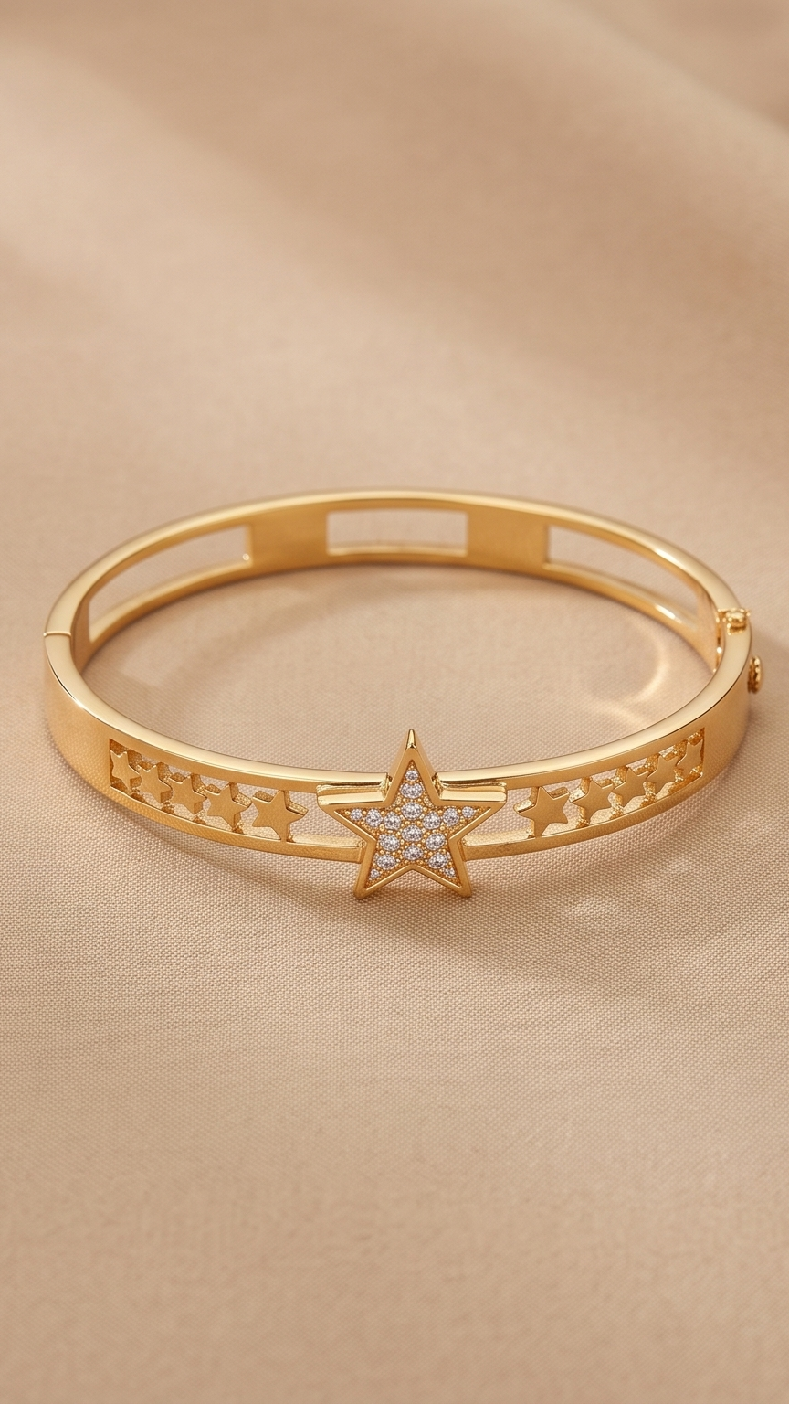 The Nova Star Trail Bangle – Anti-Tarnish Gold Celestial Pavé Bracelet
