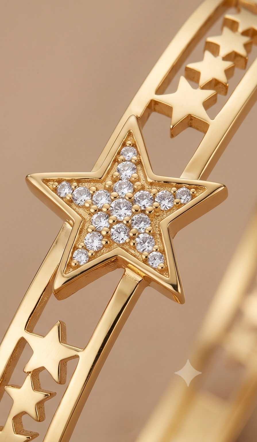 The Nova Star Trail Bangle – Anti-Tarnish Gold Celestial Pavé Bracelet