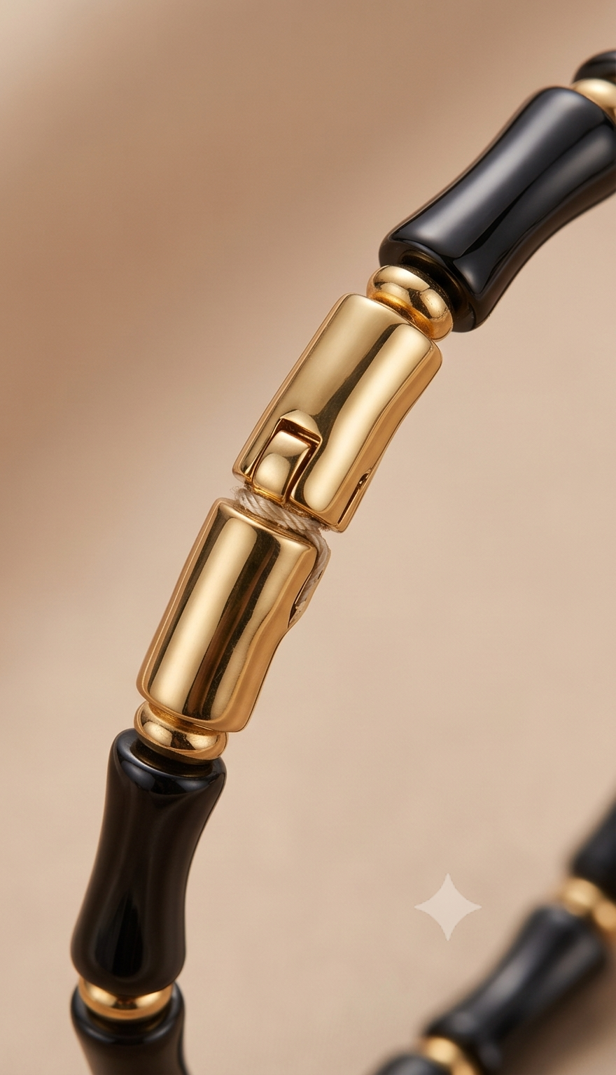 The Zen Bamboo Onyx Bracelet – Anti-Tarnish Gold & Black Bamboo-Joint Beaded Bracelet