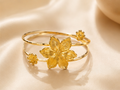 Gold-Plated Floral Statement Cuff Bangle