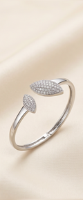 The Dual Marquise Pavé Cuff – Anti-Tarnish Silver Bypass Bangle