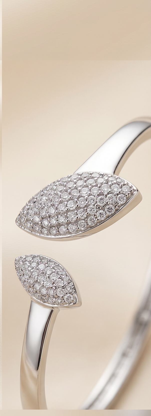 The Dual Marquise Pavé Cuff – Anti-Tarnish Silver Bypass Bangle