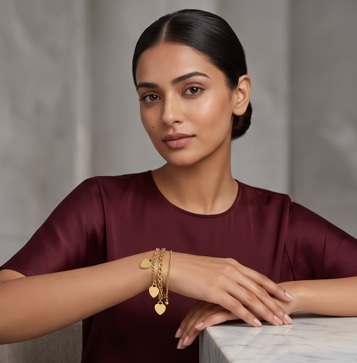 The Eternal Heart Multi-Layer Bracelet – Anti-Tarnish Gold Triple Chain Charm Bracelet