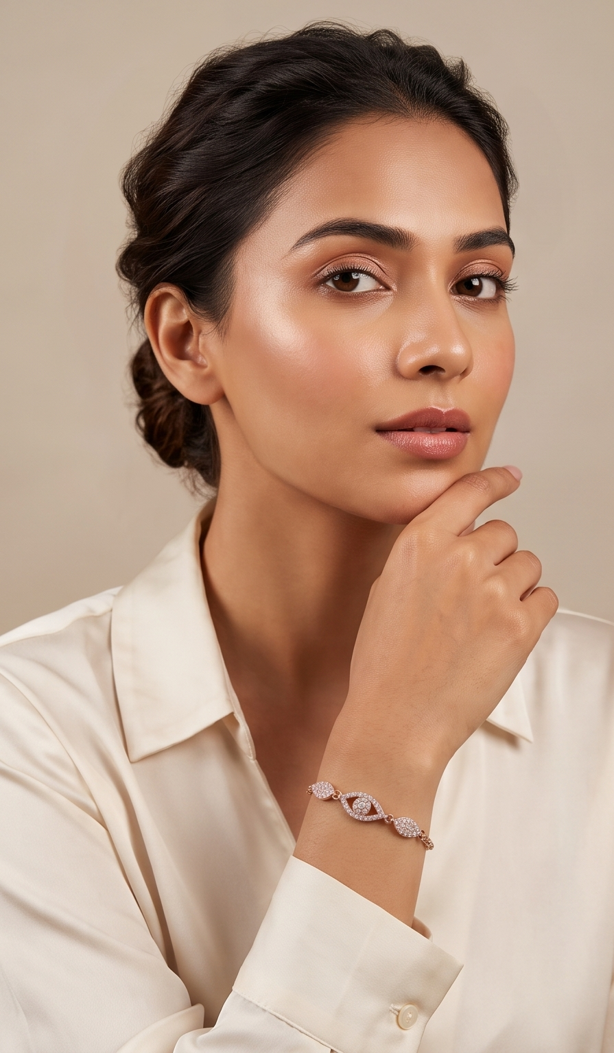 The Nazar Eye Pavé Bracelet – Anti-Tarnish Rose Gold Evil Eye Link Chain