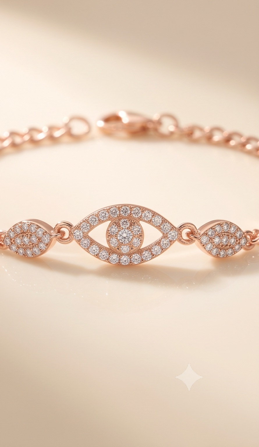 The Nazar Eye Pavé Bracelet – Anti-Tarnish Rose Gold Evil Eye Link Chain