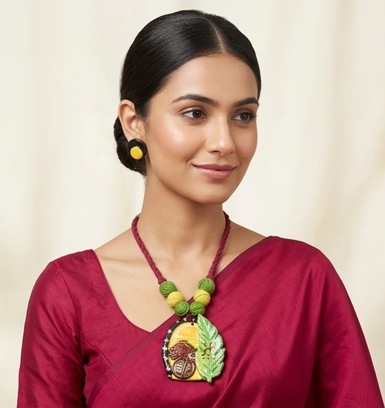 Mongol-Dala | Handcrafted Clay & Threadwork Necklace Set