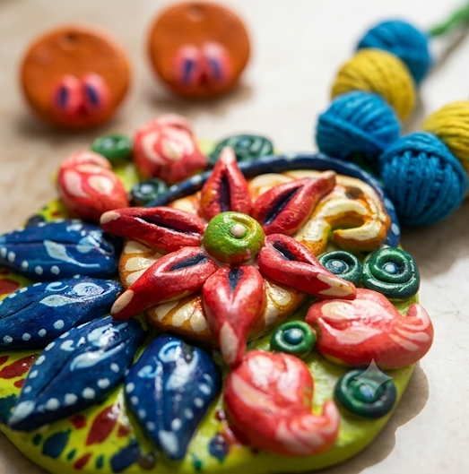 Phagun-Bahar | Sculpted Terracotta Floral Medallion Set