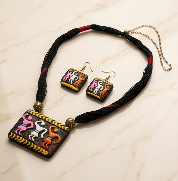 Jhumur-Nupur | Handcrafted Santhal Dance Terracotta Jewelry Set