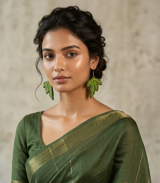 Handcrafted Terracotta Leaf Dangle Earrings
