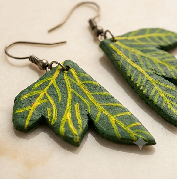 Handcrafted Terracotta Leaf Dangle Earrings