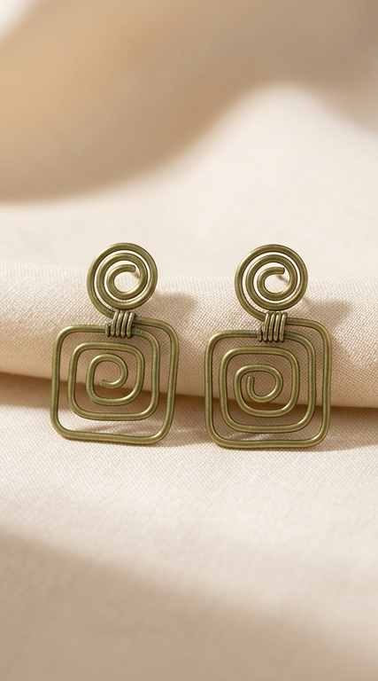 Chouko-Mudra Dokra Brass Stud / Drop Earrings