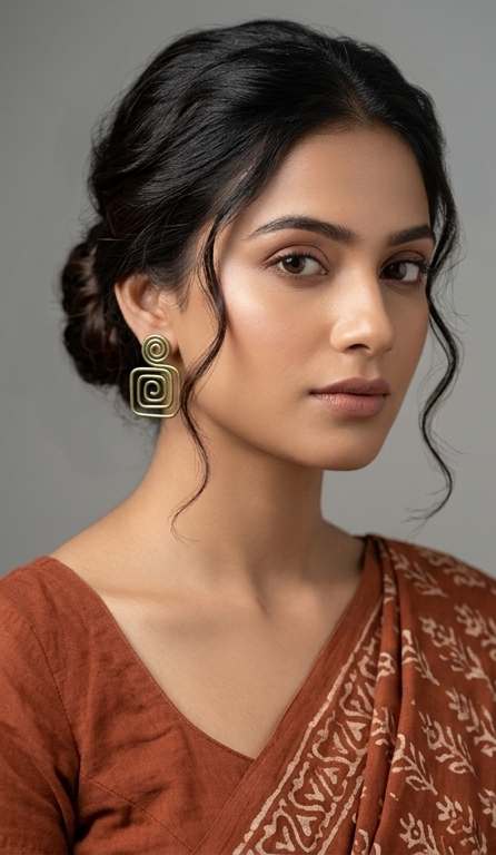 Chouko-Mudra Dokra Brass Stud / Drop Earrings