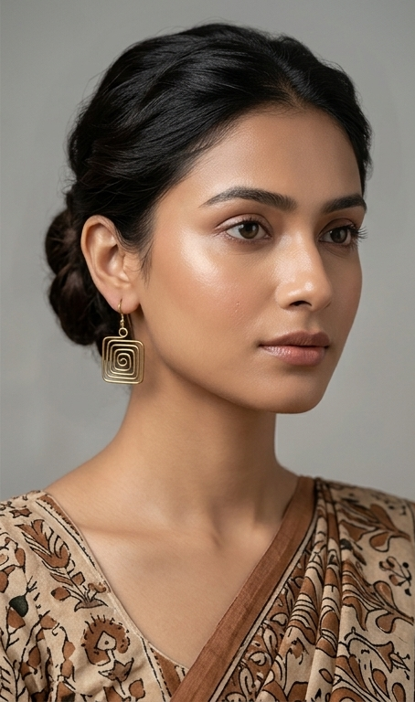 Chouko-Jhumko Dokra Brass Dangle Earrings