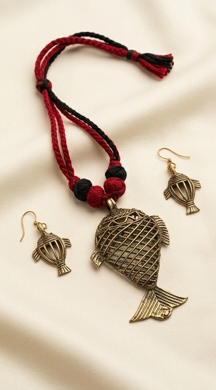 Maachher Palki | Dokra Necklace & Earrings Set