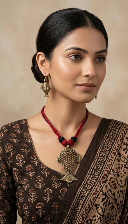 Maachher Palki | Dokra Necklace & Earrings Set