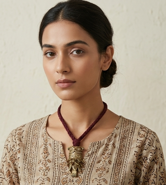 Pécha-Moni |  Dokra Owl Pendant Necklace