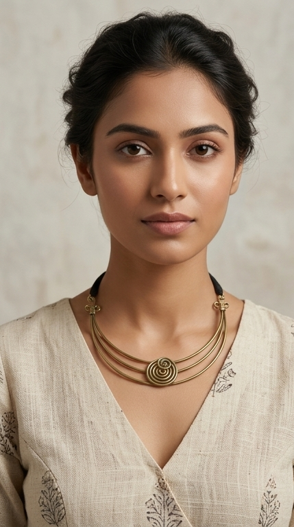 Chondro-Hasli | Dokra Crescent Collar Necklace