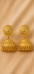 Heritage Filigree Sunburst Gold-Plated Jhumka Earrings
