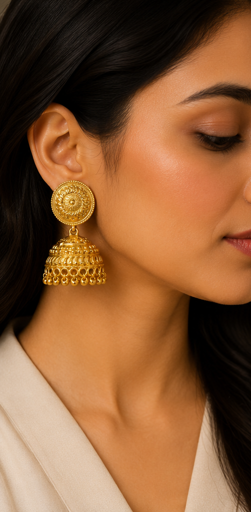 Heritage Filigree Sunburst Gold-Plated Jhumka Earrings