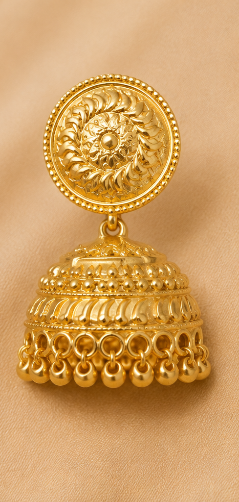 Heritage Filigree Sunburst Gold-Plated Jhumka Earrings