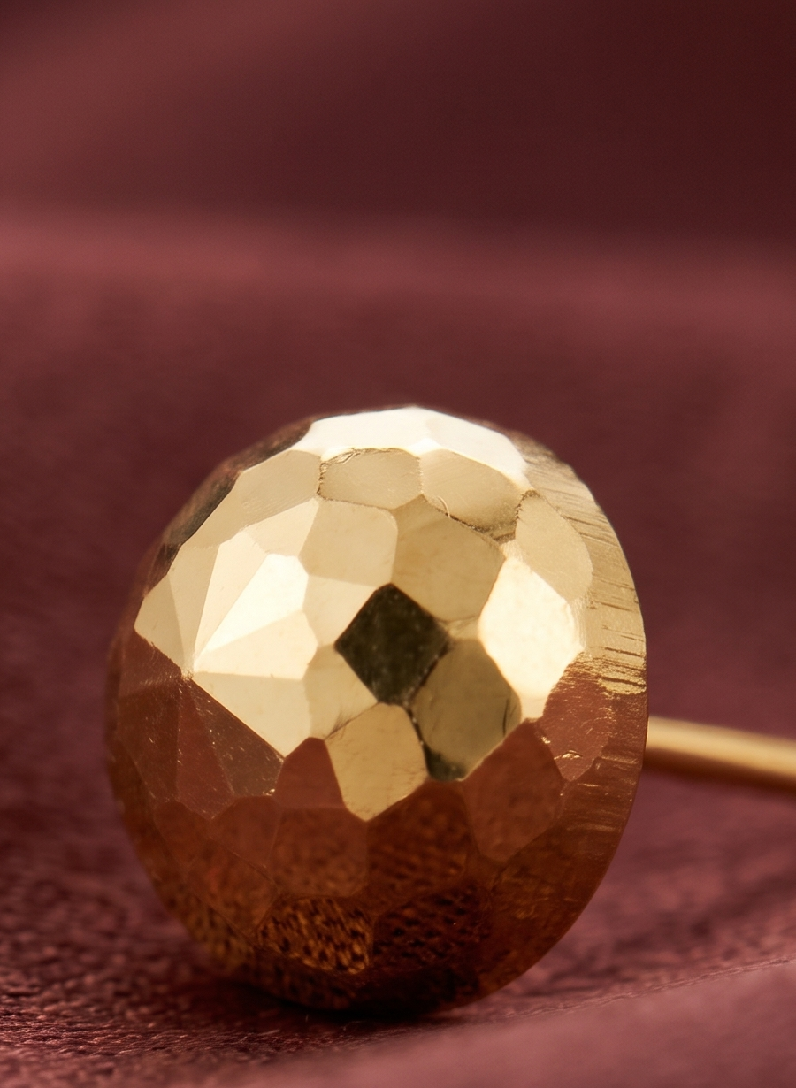Faceted Diamond-Cut 24K Gold Plated Dome Stud Earrings