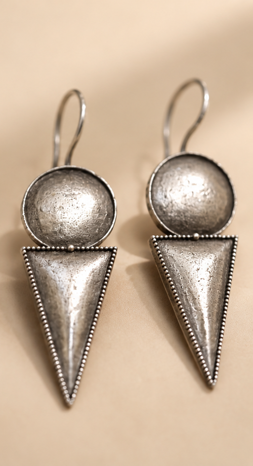 Konika | Hammered Silver Replica Geometric Spear Drop Earrings