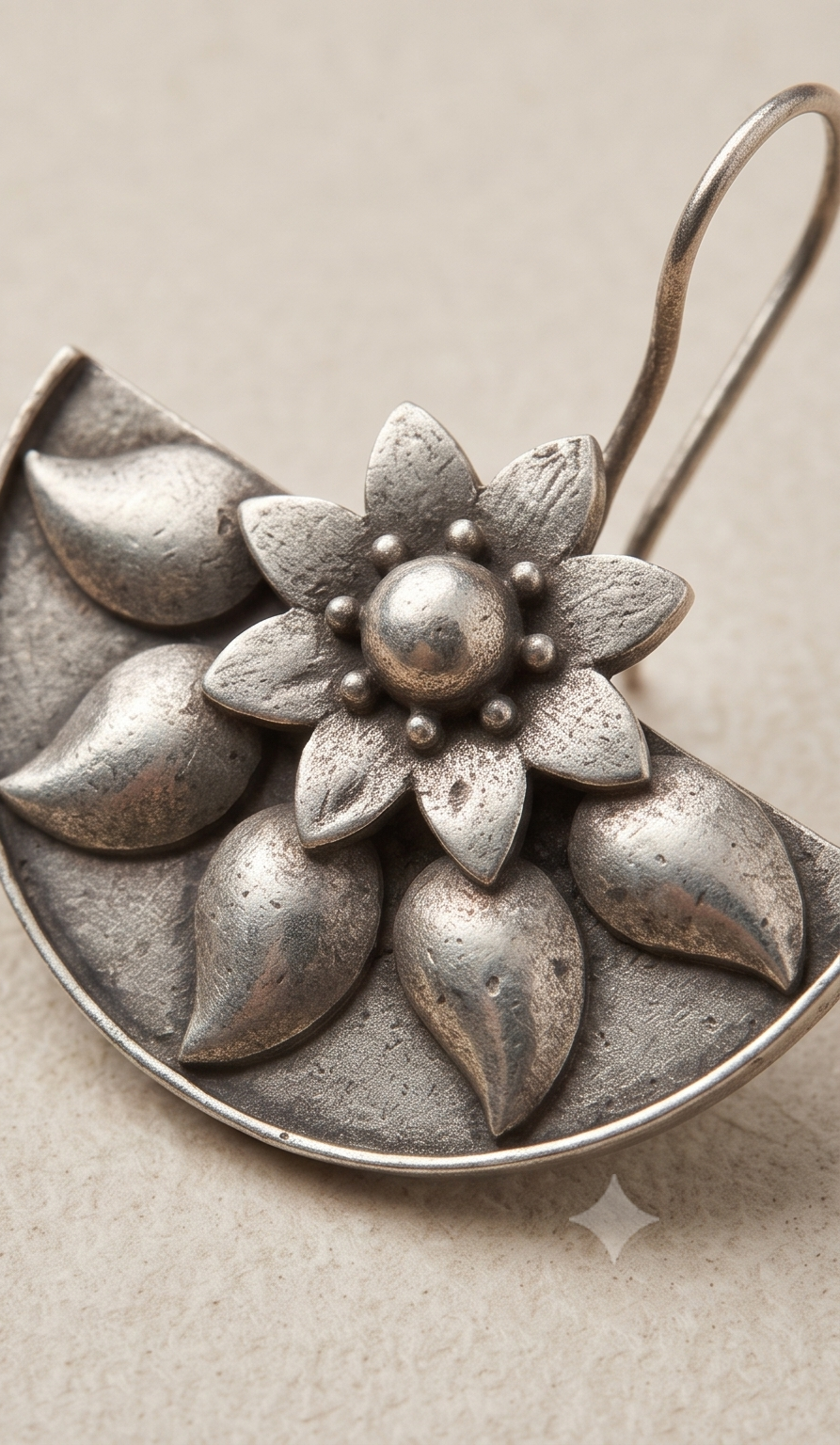 Pankhuri (পঙ্খুড়ি) | Silver Replica Semicircular Lotus Petal Hook Earrings