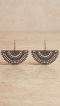 Biyani (বিয়ানী) | Silver Replica Sunburst Fan & Filigree Geometric Drop Earrings