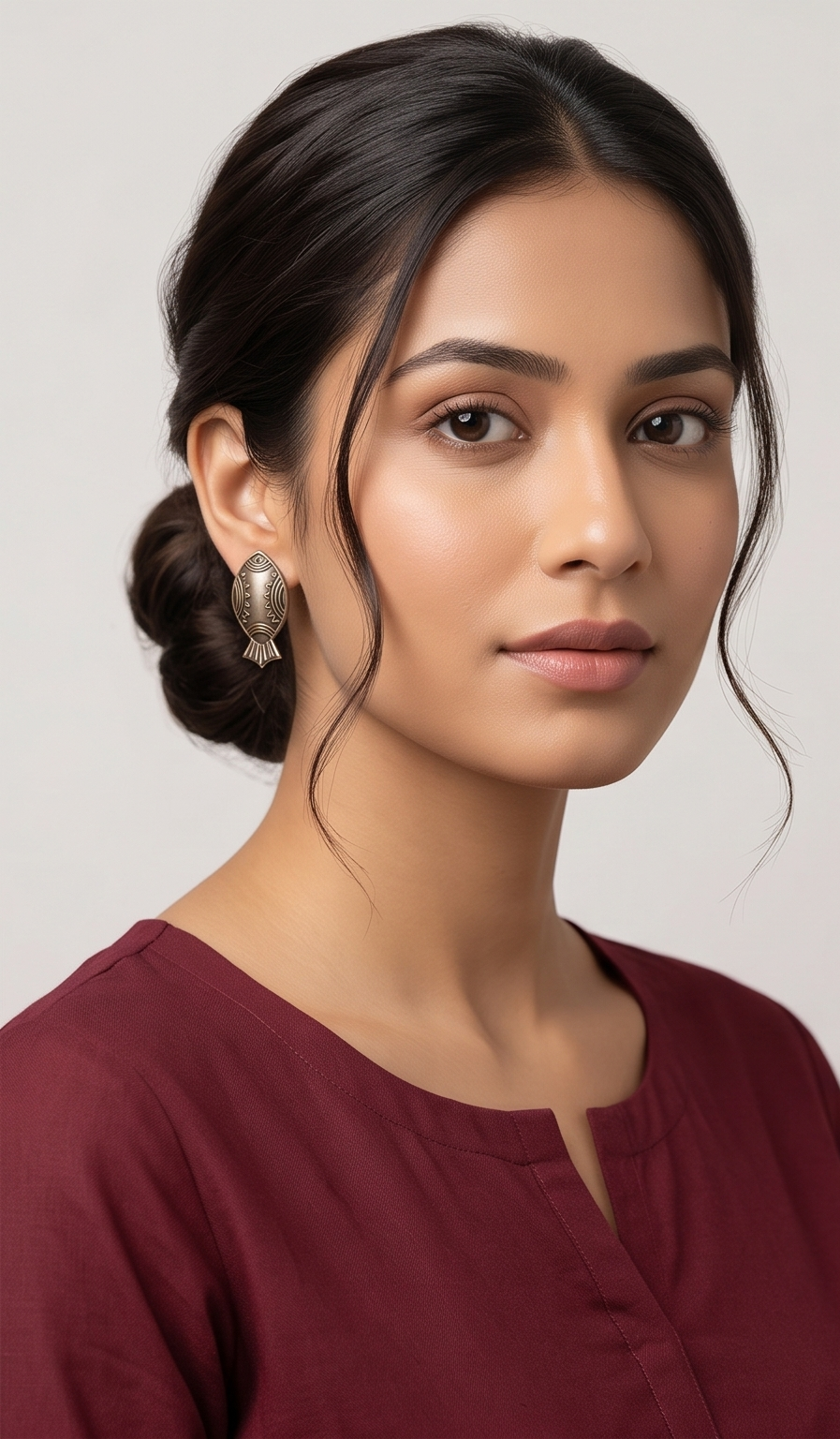 Meen (মীন) | Antique Geometric Fish Motif Everyday Stud Earrings