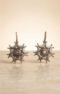 Somkali | Antique Silver Replica Celestial Crescent & Sunburst Mandala Drop Earrings