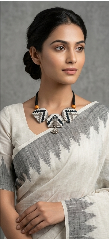 Chevron Mirror & Jhumka Bell Choker Set