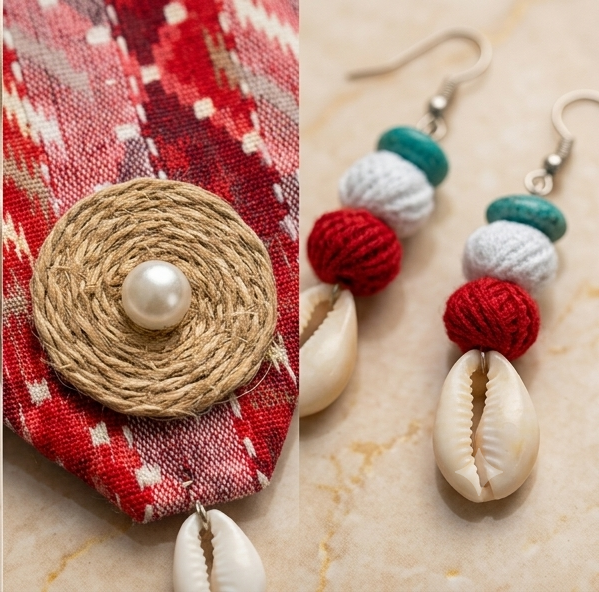 Handcrafted Ikat & Cowrie Amulet Set