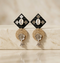 Handcrafted Diamond Fabric & Jute Drop Earrings