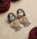 Handcrafted Arched Fabric & Jute Drop Earrings