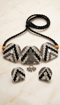Monochrome Chevron Mirror & Fabric Choker Set