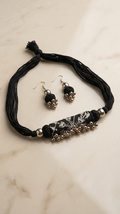 Monochrome Fabric Roll Choker & Drops Set