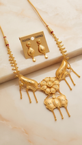 Prajapati Kusum (প্রজাপতি কুসুম) | 24K Gold Plated Handcrafted Copper Floral-Wing Choker & Drop Earrings